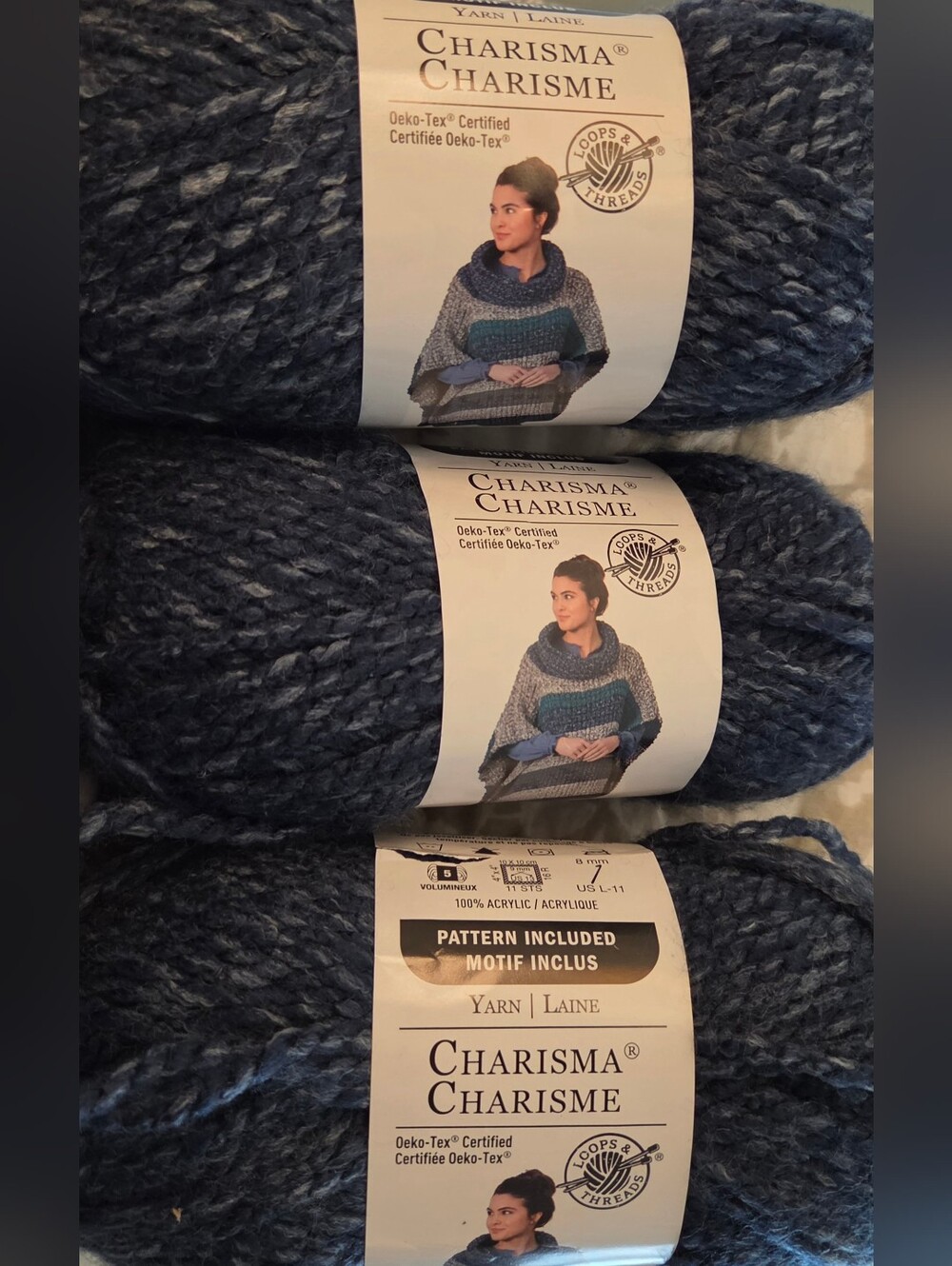 Loops & Threads CHARISMA YARN, Denim Heather Blue